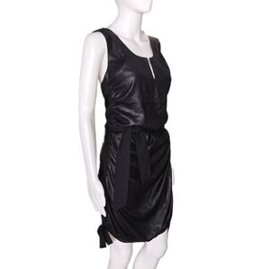 DARYL K Black Liquid Sharkskin "Banded Cocktail" Jersey Knit Trim Mini Dress S